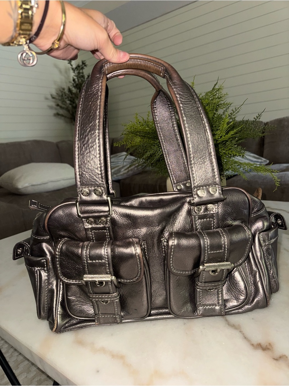Michael Kors Metallic Leather Handbag